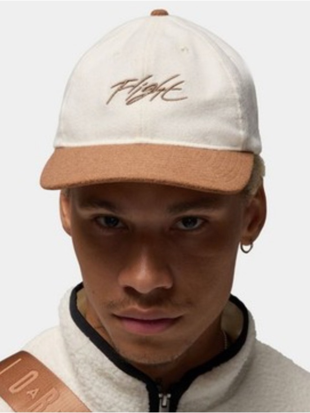 Nike Air Jordan Fly Flight Unstructured Strapback Hat White Brown S/M